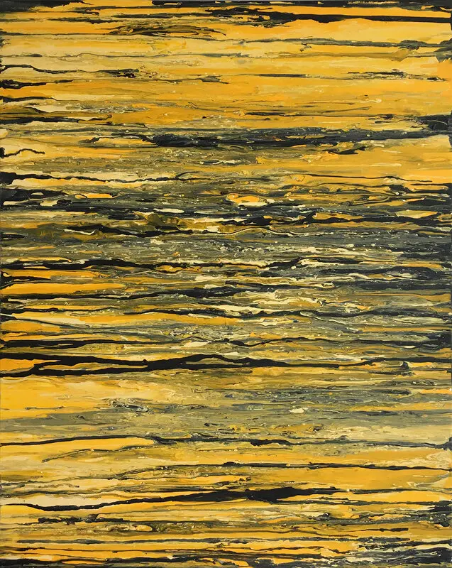 Akrylmålning Yellow marble av Roxana Scraba