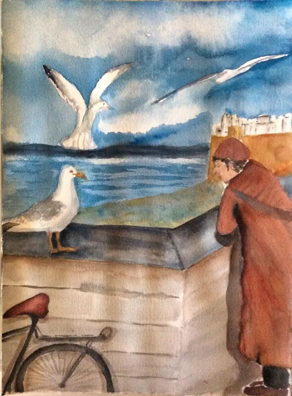 Akvarell En hamn i Marocko. av Margareta Mattsson