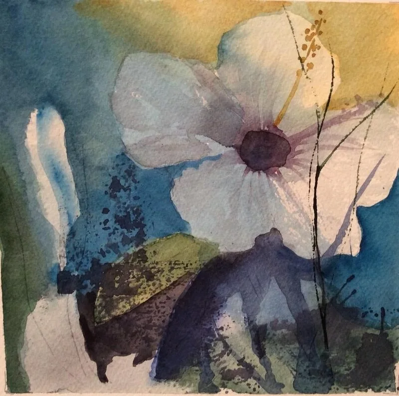 Akvarell Abstrakt blomma av Margareta Mattsson