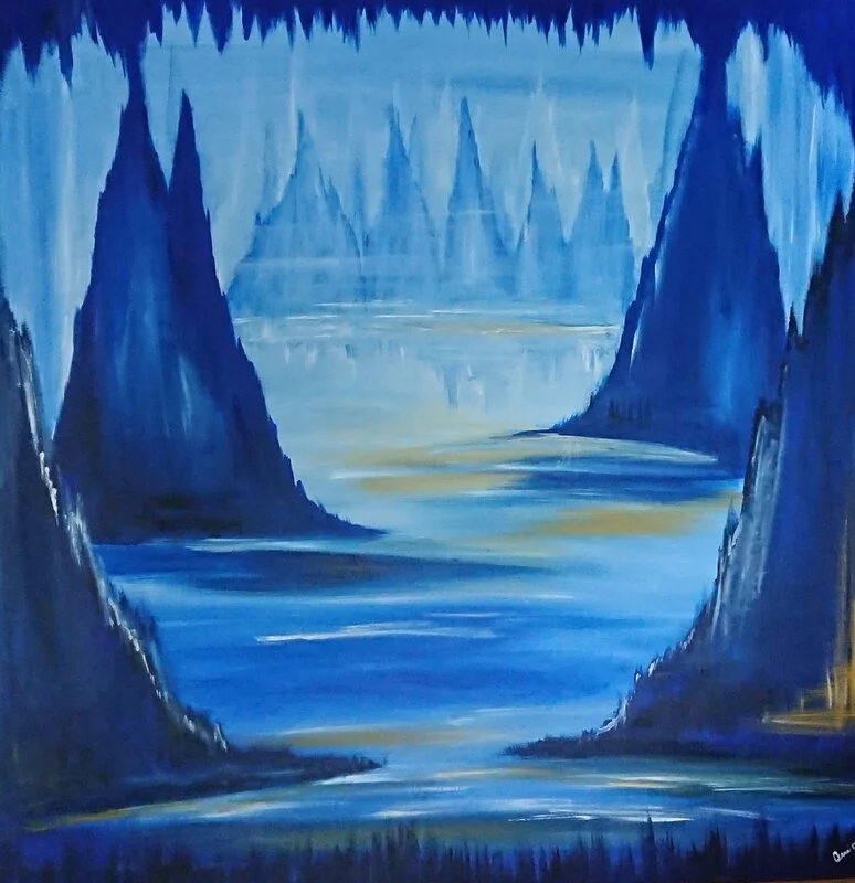 Akrylmålning In to the deep Blue av Amie Norrman Söderman