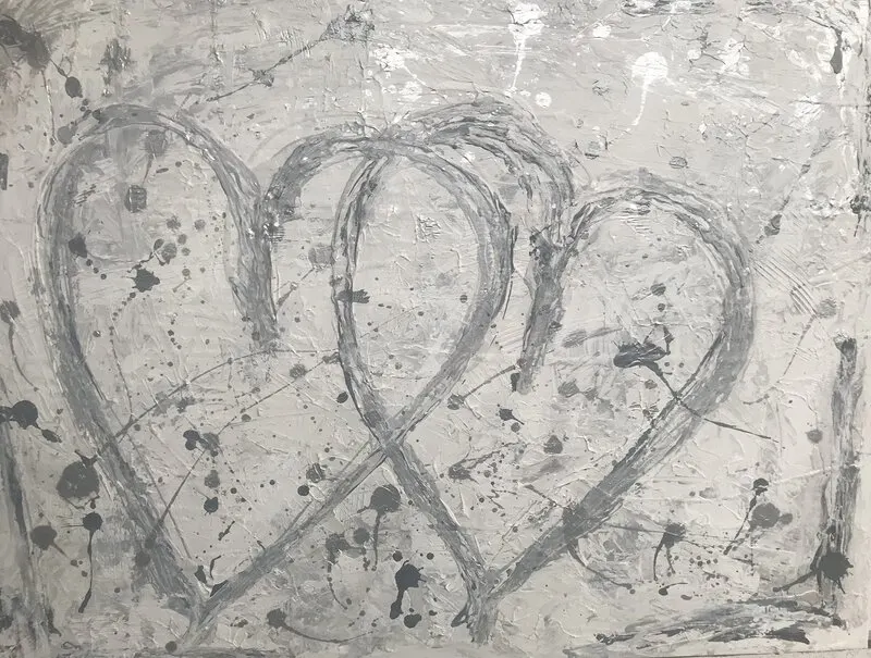 Akrylmålning Winter Hearts av Ann-Sofie Stjernkvist