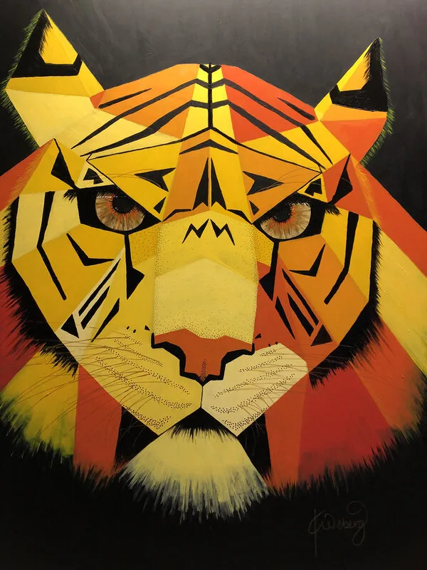 Akrylmålning Graphic Tiger av Kristina Weberg