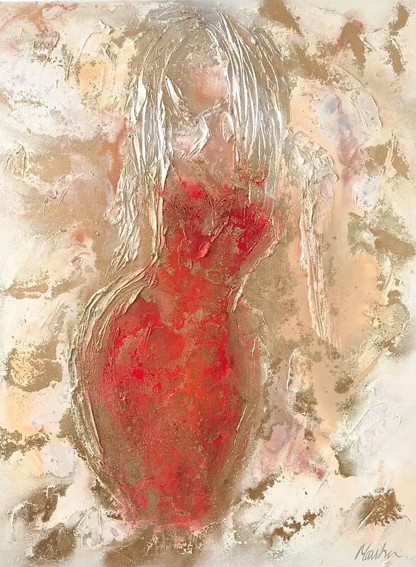 Akrylmålning Lady in Red av Martina Brantfelt