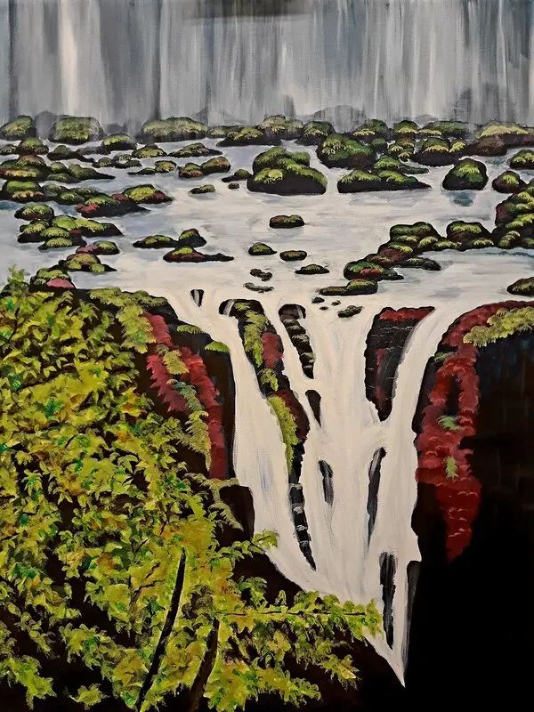 Akrylmålning Waterfall av Karin Olsson