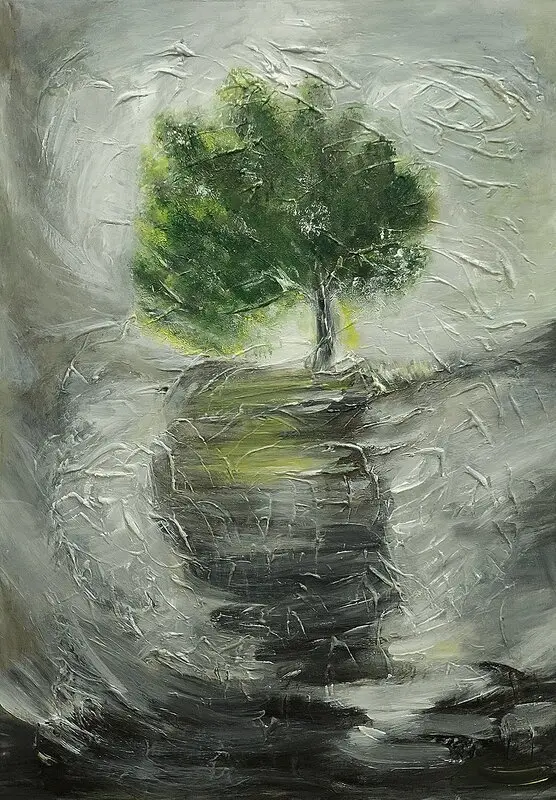 Akrylmålning Fokas II av Alexandra Petropoulou