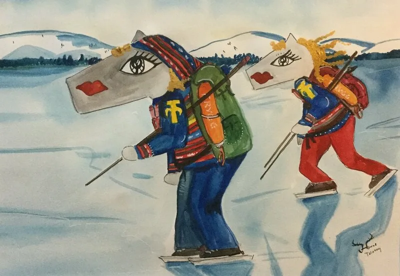 Akvarell På hal is.... av Catarina Hjort Tolstoy