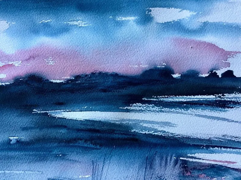 Akvarell Mörkt fält av Gunilla Tuvin