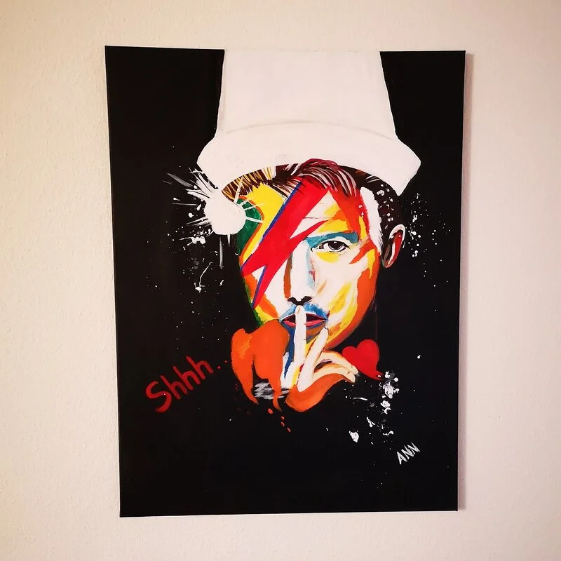 Akrylmålning Bowie - three in one av Ann-Christin Karlsson