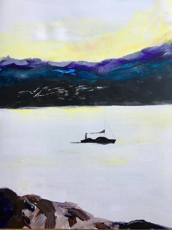 Akrylmålning Kväll i Kroatien av Gunilla Tuvin