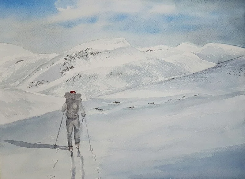 Akvarell Top of Arjeplog I av Nina Laestander